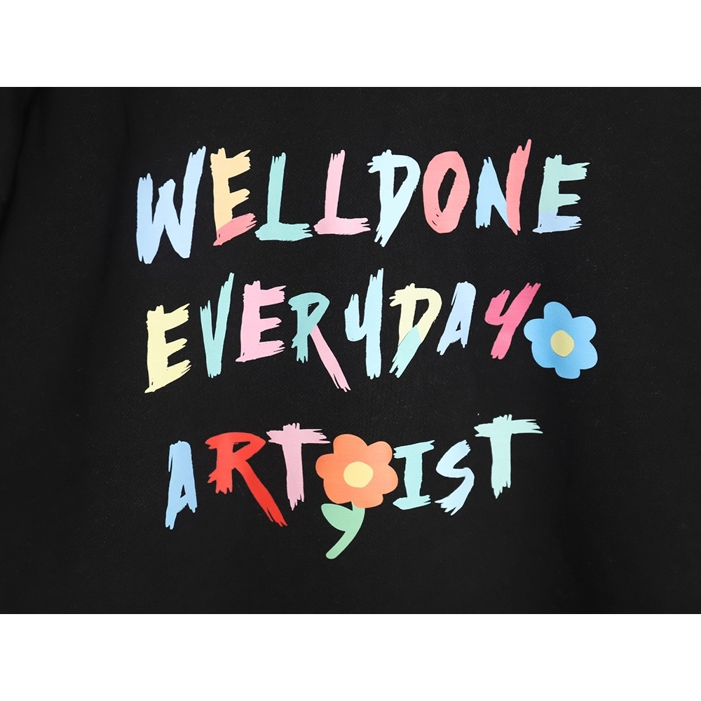 WE11 DONE Floral Colorful Letters Round Neck Sweatshirt TSK1,Cheap Replica Reps We11done