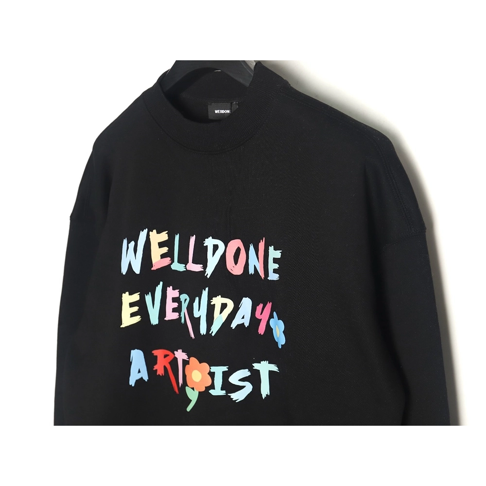 WE11 DONE Floral Colorful Letters Round Neck Sweatshirt TSK1,Cheap Replica Reps We11done