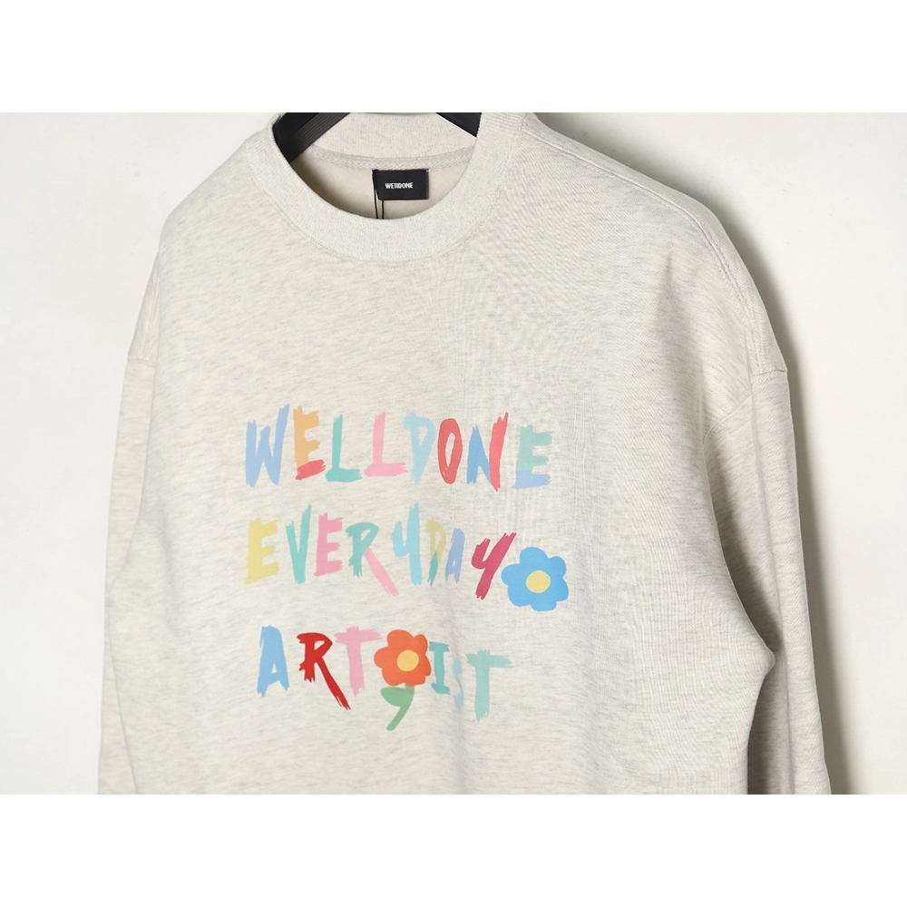 WE11 DONE Floral Colorful Letters Round Neck Sweatshirt,Cheap Replica Reps We11done