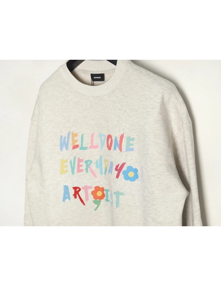 WE11 DONE Floral Colorful Letters Round Neck Sweatshirt,Cheap Replica Reps We11done