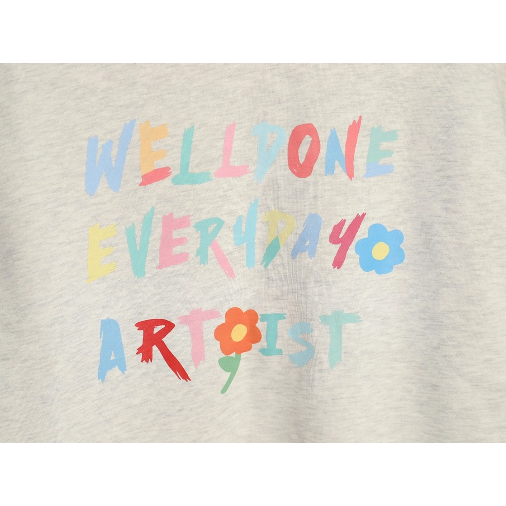 WE11 DONE Floral Colorful Letters Round Neck Sweatshirt,Cheap Replica Reps We11done