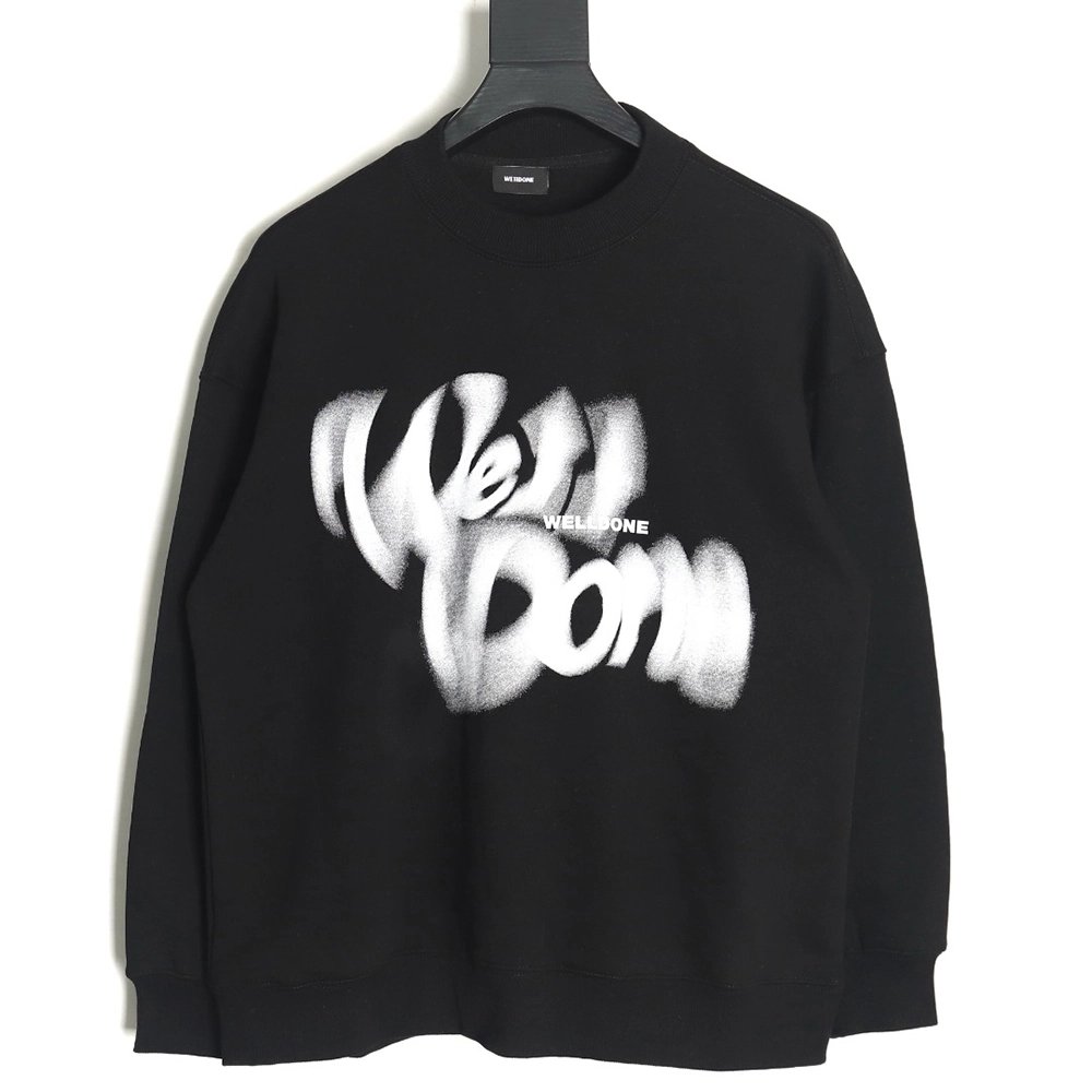 WE11 DONE Dynamic Lettering Round Neck Sweatshirt TSK1,Cheap Replica Reps We11done
