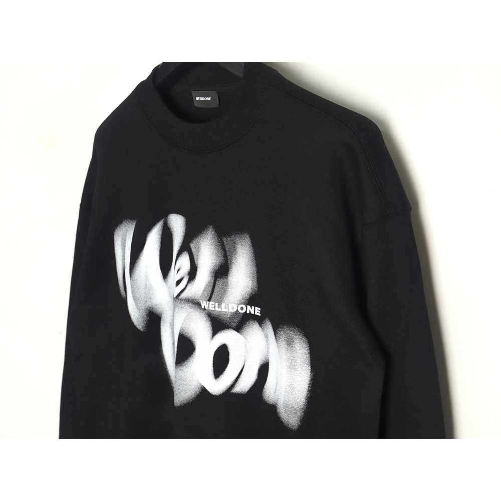 WE11 DONE Dynamic Lettering Round Neck Sweatshirt TSK1,Cheap Replica Reps We11done