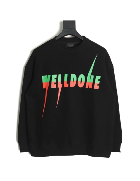WE11 DONE Lightning Letters Crewneck Sweatshirt TSK1,Cheap Replica Reps We11done