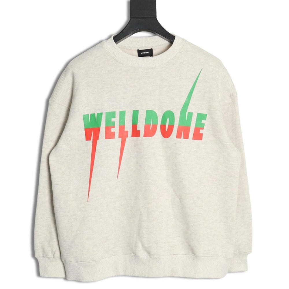 WE11 DONE Lightning Letters Crewneck Sweatshirt,Cheap Replica Reps We11done
