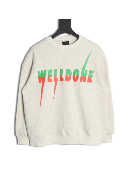 WE11 DONE Lightning Letters Crewneck Sweatshirt,Cheap Replica Reps We11done