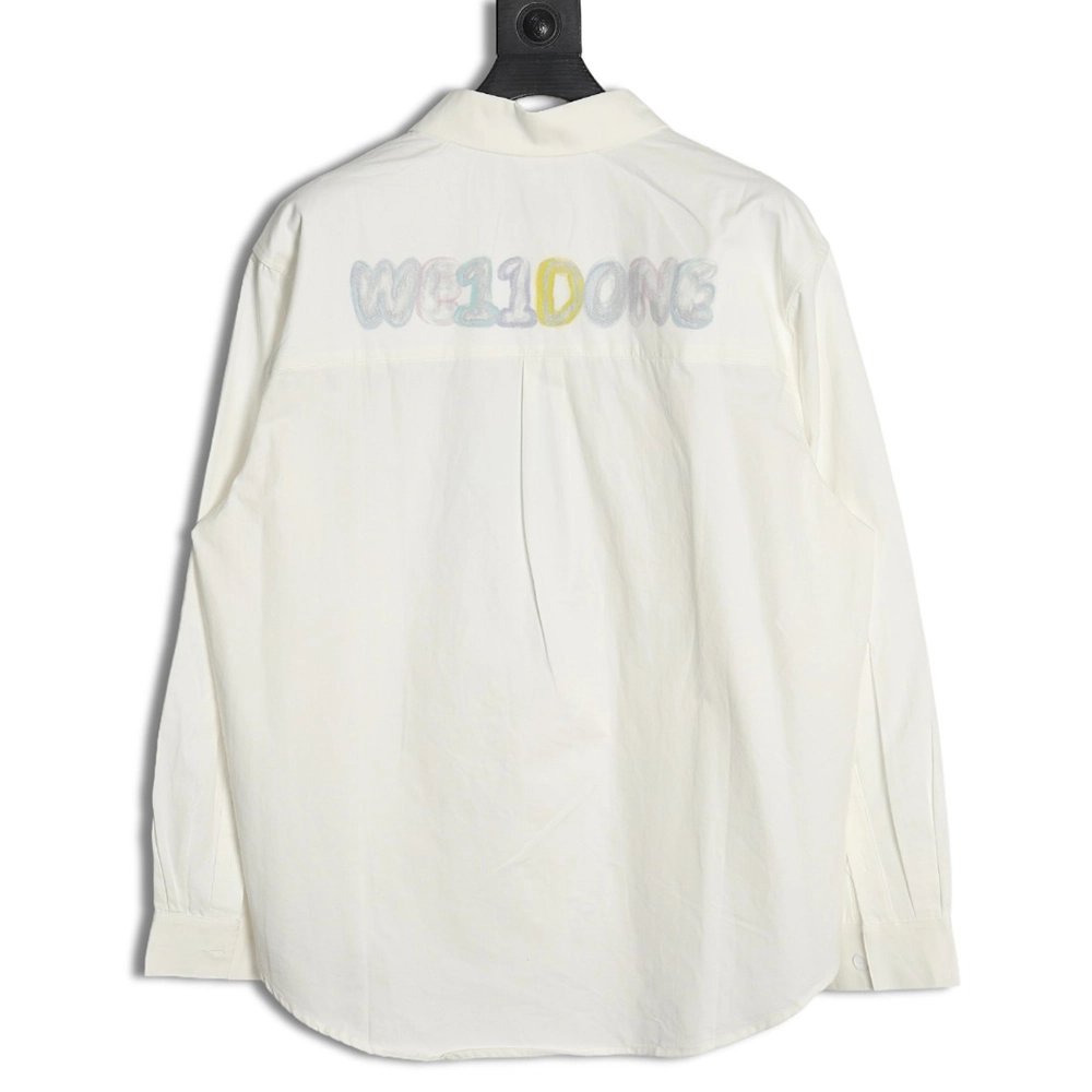 WE11DONE Colorful graffiti letter print longsleeved shirt,Cheap Replica Reps We11done