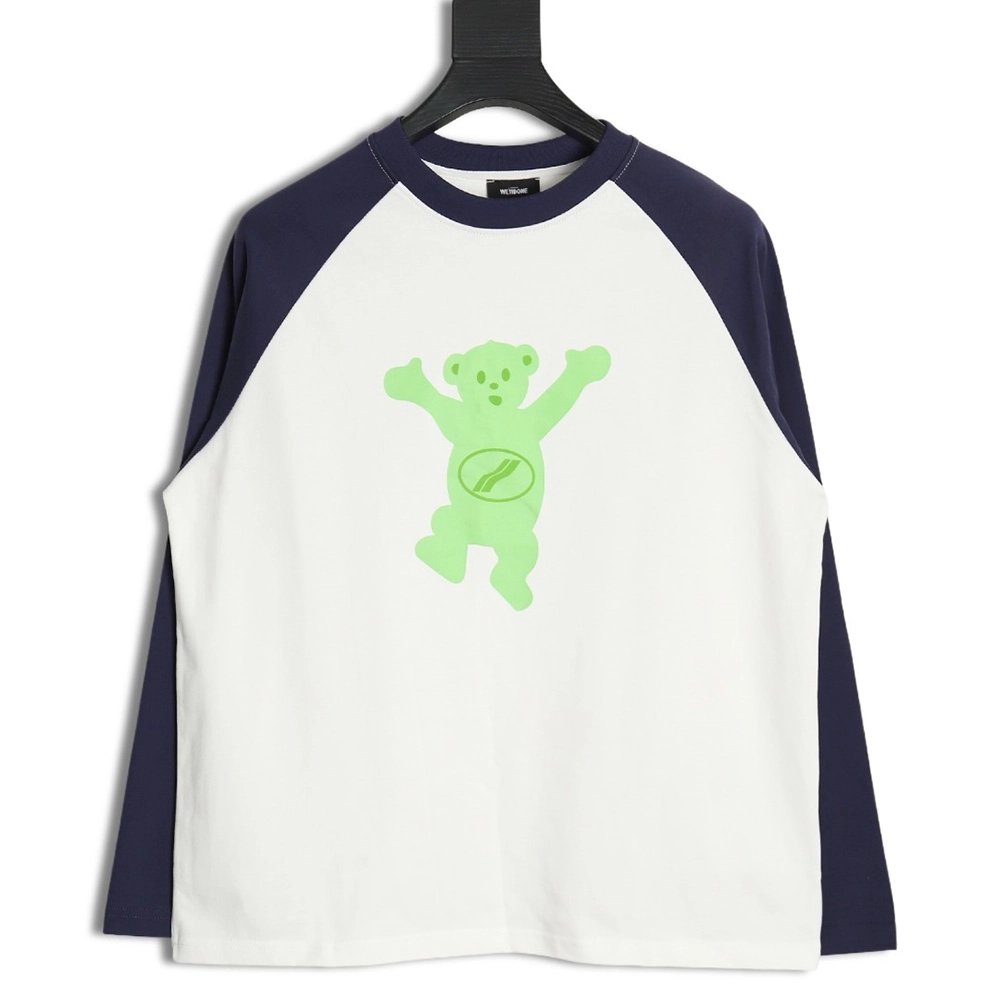 We11done Raising Hand Bear Colorblock Long Sleeve TSK2,Cheap Replica Reps We11done