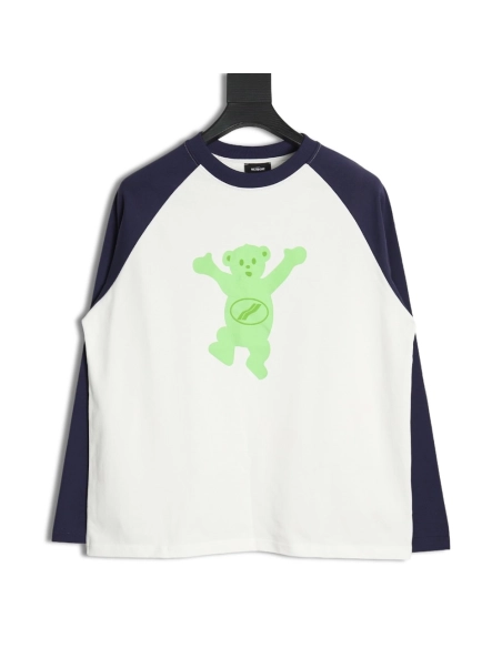 We11done Raising Hand Bear Colorblock Long Sleeve TSK2,Cheap Replica Reps We11done