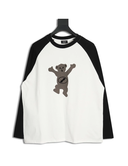 We11done Raising Hand Bear Colorblock Long Sleeve TSK1,Cheap Replica Reps We11done