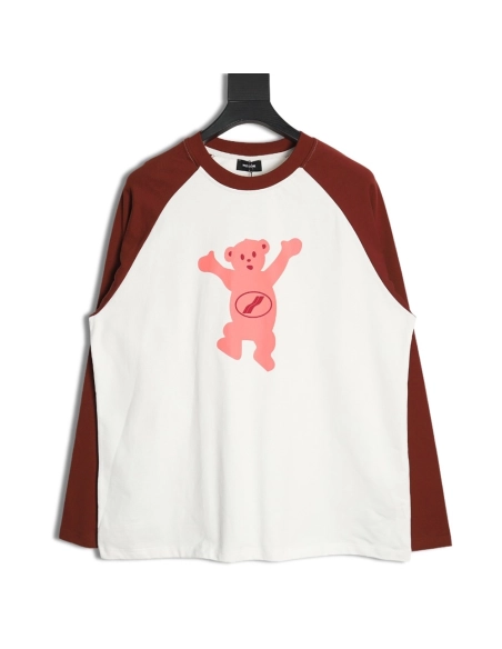We11done Raising Hand Bear Colorblock Long Sleeve,Cheap Replica Reps We11done