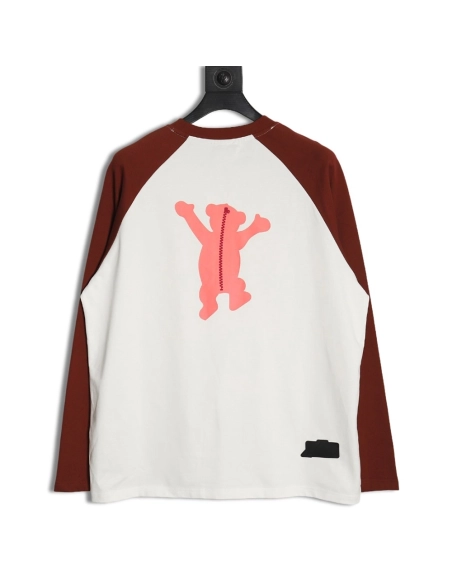 We11done Raising Hand Bear Colorblock Long Sleeve,Cheap Replica Reps We11done