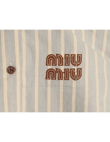 Miu Miu contrast color striped shirt TSK1,Cheap Replica Reps Miu Miu