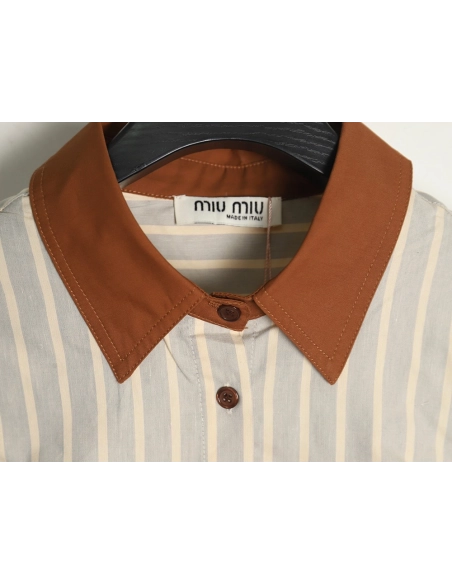 Miu Miu contrast color striped shirt TSK1,Cheap Replica Reps Miu Miu