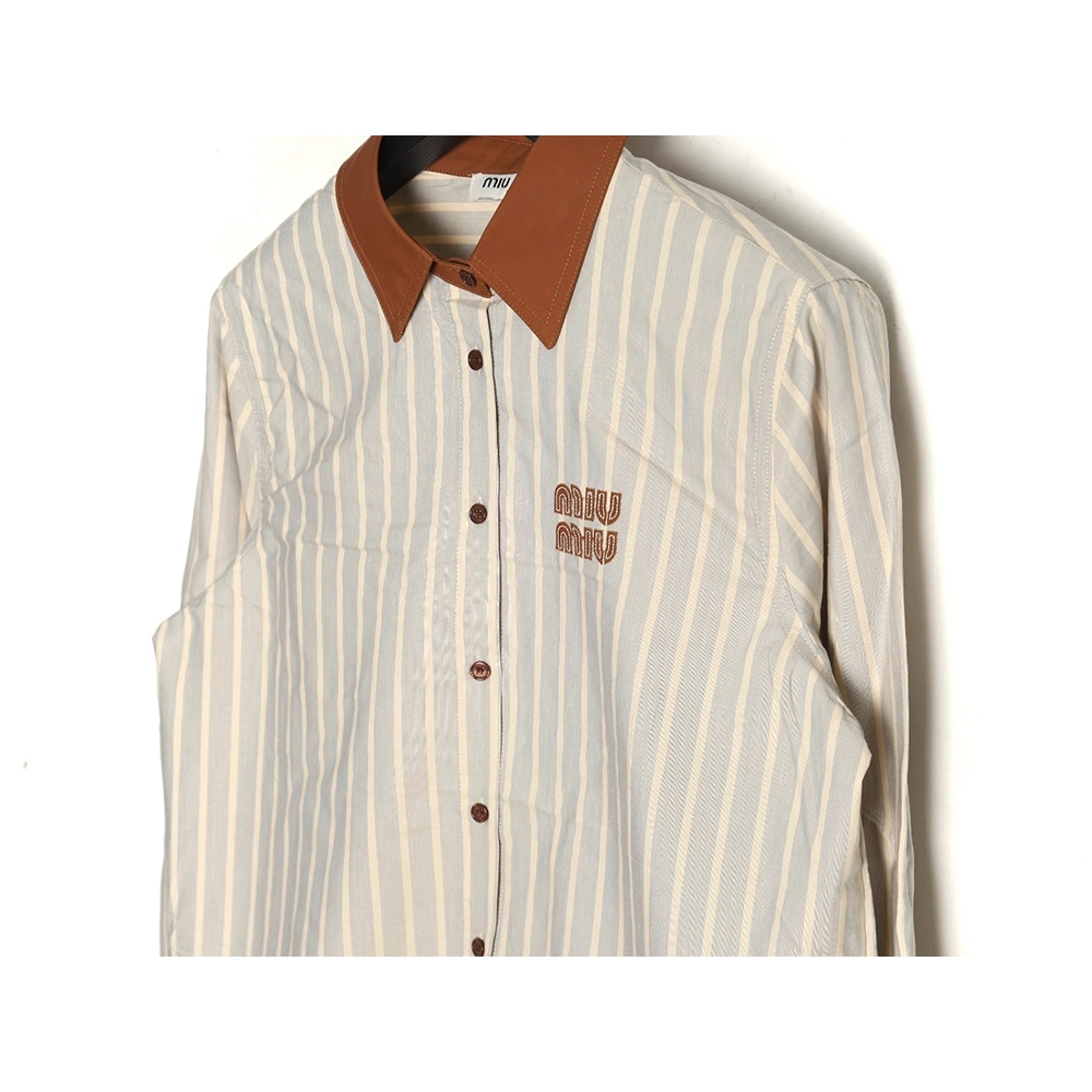 Miu Miu contrast color striped shirt TSK1,Cheap Replica Reps Miu Miu