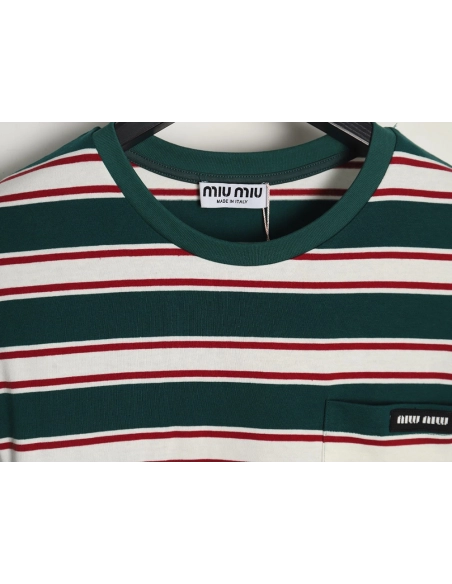 Miu Miu striped pocket longsleeved Tshirt TSK1,Cheap Replica Reps Miu Miu