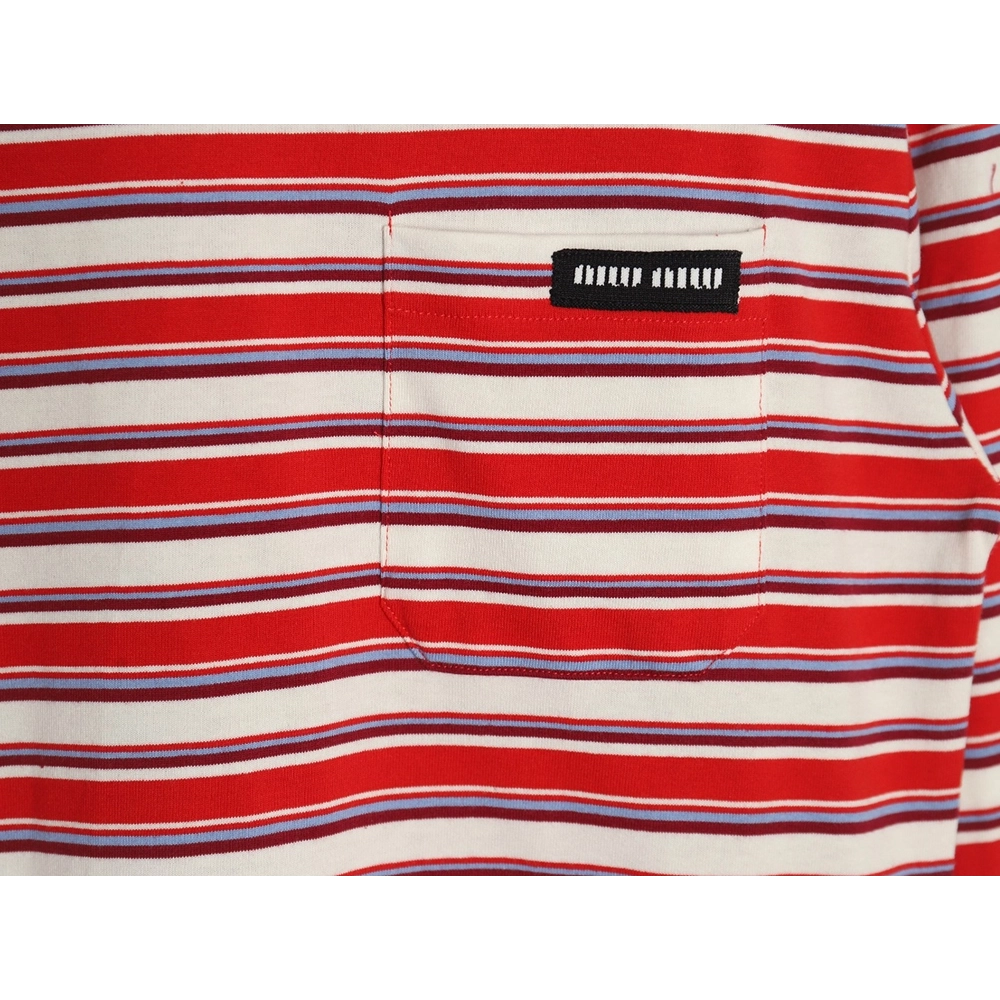 Miu Miu striped pocket longsleeved Tshirt,Cheap Replica Reps Miu Miu