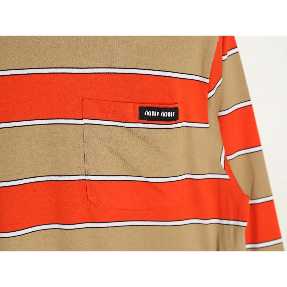 Miu Miu Striped Lapel Polo Long Sleeve TShirt,Cheap Replica Reps Miu Miu