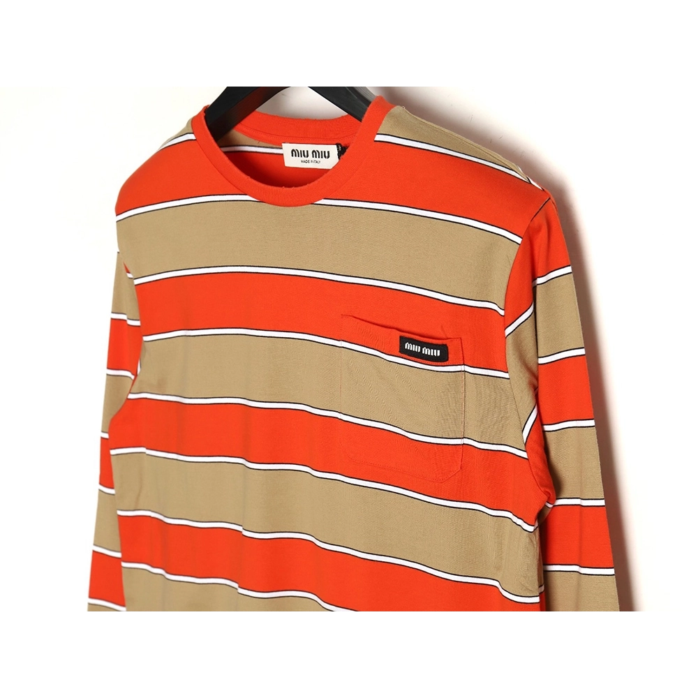Miu Miu Striped Lapel Polo Long Sleeve TShirt,Cheap Replica Reps Miu Miu