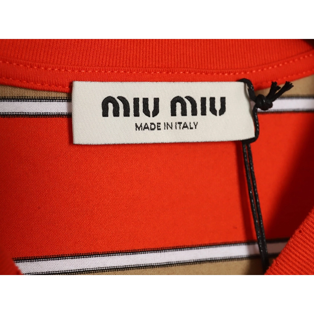 Miu Miu Striped Lapel Polo Long Sleeve TShirt,Cheap Replica Reps Miu Miu