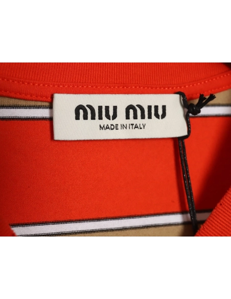 Miu Miu Striped Lapel Polo Long Sleeve TShirt,Cheap Replica Reps Miu Miu