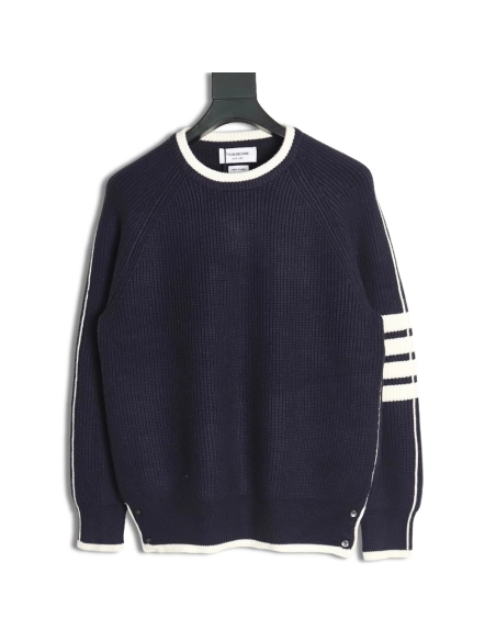 Thom Browne striped color block crew neck sweater TSK2,Cheap Replica Reps Thom Browne
