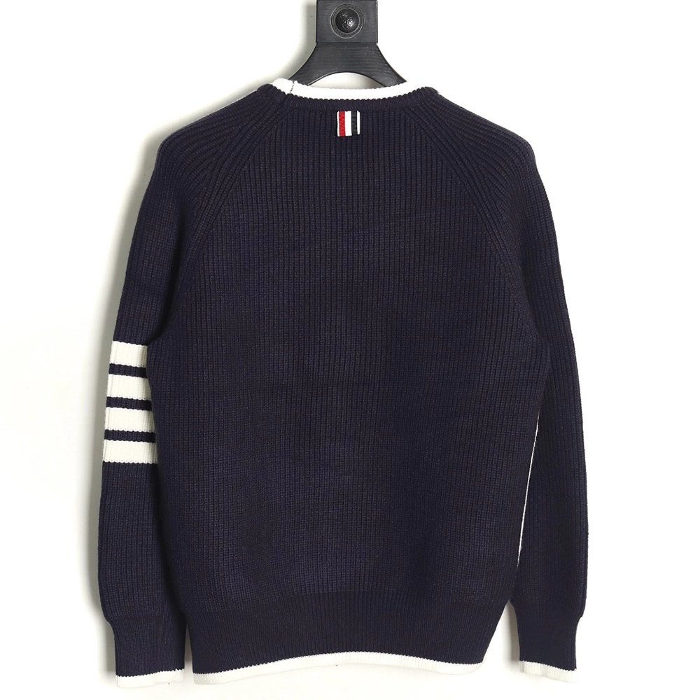 Thom Browne striped color block crew neck sweater TSK2,Cheap Replica Reps Thom Browne