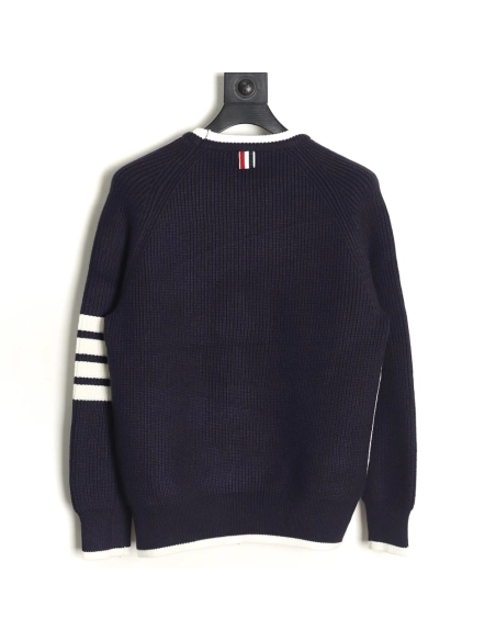 Thom Browne striped color block crew neck sweater TSK2,Cheap Replica Reps Thom Browne