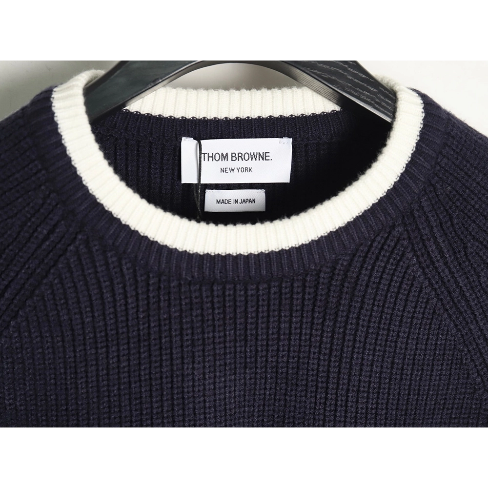Thom Browne striped color block crew neck sweater TSK2,Cheap Replica Reps Thom Browne