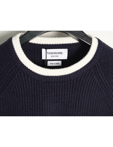 Thom Browne striped color block crew neck sweater TSK2,Cheap Replica Reps Thom Browne