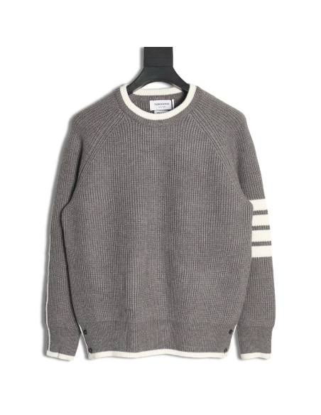 Thom Browne striped color block crew neck sweater TSK1,Cheap Replica Reps Thom Browne