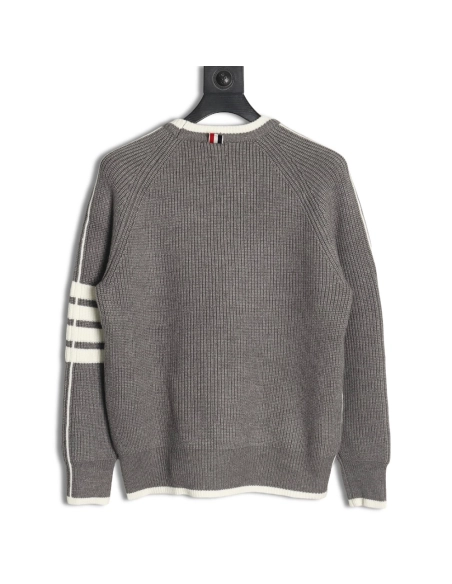 Thom Browne striped color block crew neck sweater TSK1,Cheap Replica Reps Thom Browne
