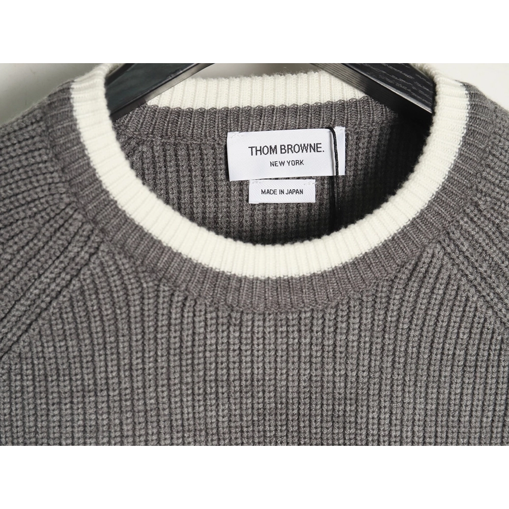 Thom Browne striped color block crew neck sweater TSK1,Cheap Replica Reps Thom Browne