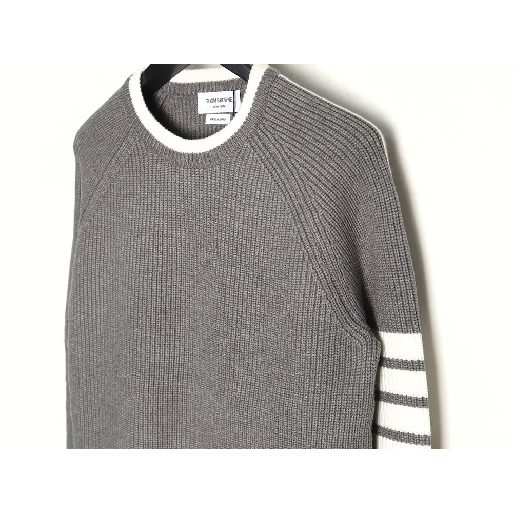 Thom Browne striped color block crew neck sweater TSK1,Cheap Replica Reps Thom Browne