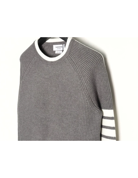 Thom Browne striped color block crew neck sweater TSK1,Cheap Replica Reps Thom Browne
