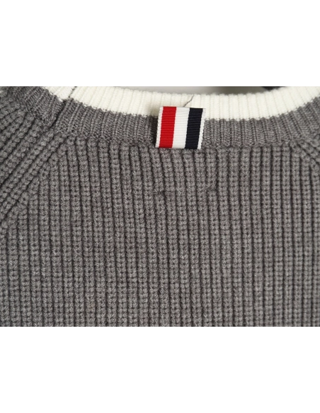 Thom Browne striped color block crew neck sweater TSK1,Cheap Replica Reps Thom Browne