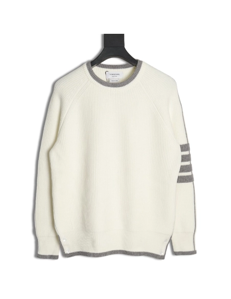 Thom Browne striped color block crew neck sweater,Cheap Replica Reps Thom Browne