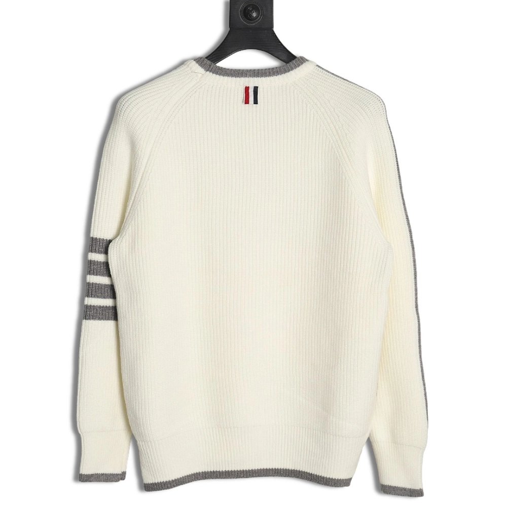 Thom Browne striped color block crew neck sweater,Cheap Replica Reps Thom Browne