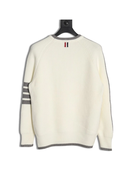 Thom Browne striped color block crew neck sweater,Cheap Replica Reps Thom Browne