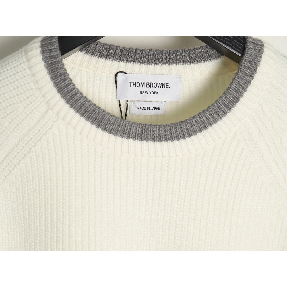 Thom Browne striped color block crew neck sweater,Cheap Replica Reps Thom Browne