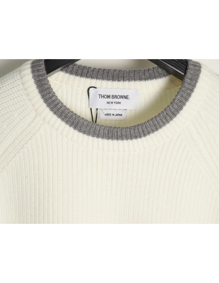 Thom Browne striped color block crew neck sweater,Cheap Replica Reps Thom Browne