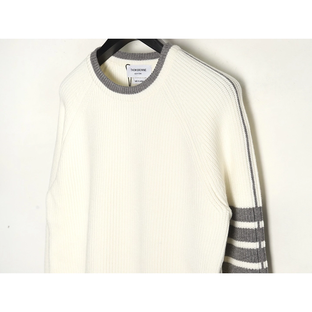 Thom Browne striped color block crew neck sweater,Cheap Replica Reps Thom Browne