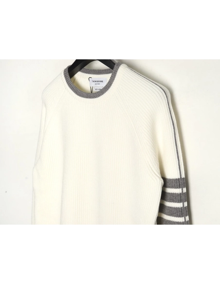 Thom Browne striped color block crew neck sweater,Cheap Replica Reps Thom Browne