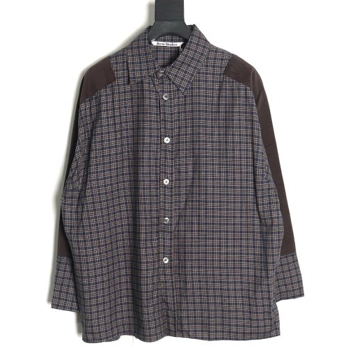 Acne Studios patchwork check longsleeved shirt TSK1,Cheap Replica Reps Acne Studios