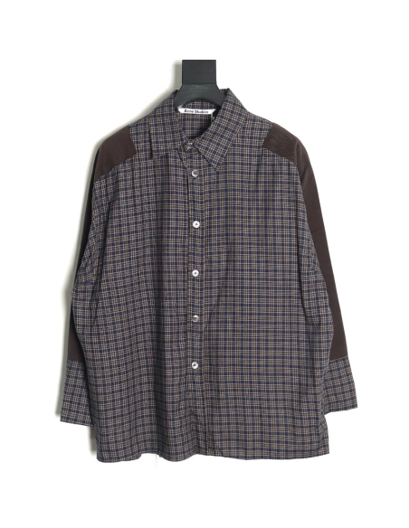 Acne Studios patchwork check longsleeved shirt TSK1,Cheap Replica Reps Acne Studios