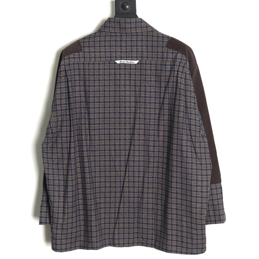 Acne Studios patchwork check longsleeved shirt TSK1,Cheap Replica Reps Acne Studios
