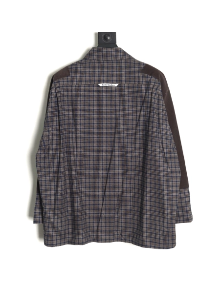 Acne Studios patchwork check longsleeved shirt TSK1,Cheap Replica Reps Acne Studios