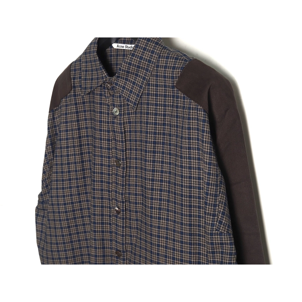 Acne Studios patchwork check longsleeved shirt TSK1,Cheap Replica Reps Acne Studios