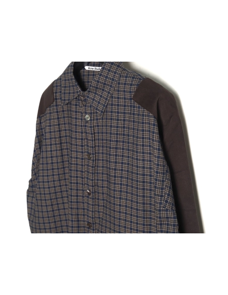 Acne Studios patchwork check longsleeved shirt TSK1,Cheap Replica Reps Acne Studios