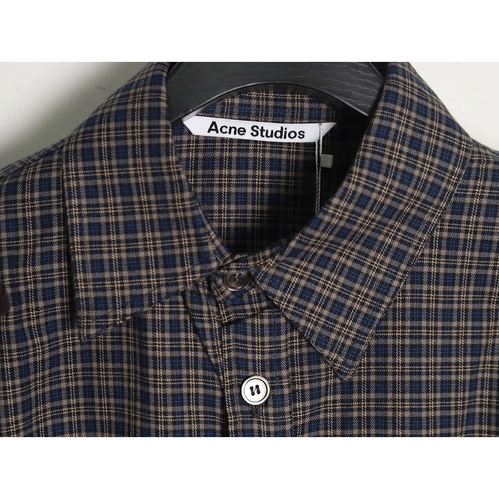 Acne Studios patchwork check longsleeved shirt TSK1,Cheap Replica Reps Acne Studios